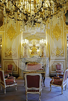 Inside Splendid royal palace with Fireplace photo