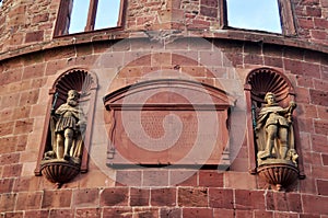 Inside and structure of ancient ruins Heidelberg Castle or Heidelberger Schloss for german people and foreign traveler visit