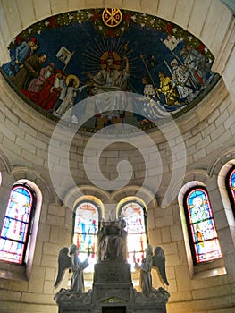 Inside to basilica of Bois-Chenu in DomrÃ©my la Pucelle in France