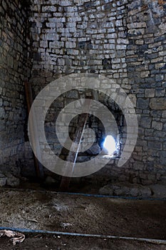 Inside tower donjon fortress shooting hole, Crevecoeur, Leffe, Dinant, Belgium