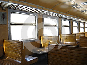 Inside of Ukrainian carriage of electric train