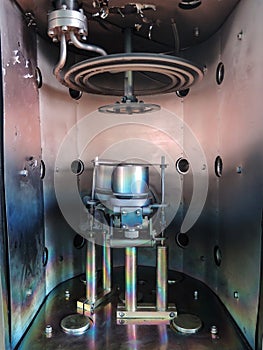 Inside vacuum chamber of magnetron sputtering system