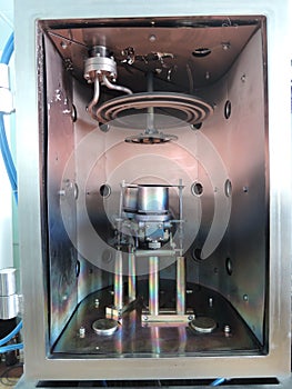 Inside vacuum chamber of magnetron sputtering system