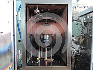 Inside vacuum chamber of magnetron sputtering system