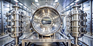 Inside vacuum chamber of magnetron sputtering system AI-Generated Content