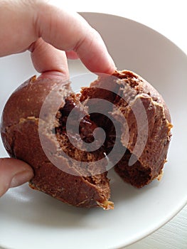 Inside the vegan dark chocolate bun