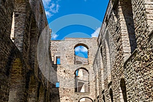 Inside view of the castle ruin Borgholm in Sweden