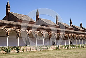 Inside view of the Certosa di Pavia. Italian monastery