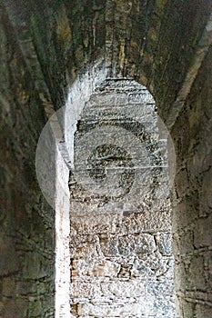 The inside view of the corridor of the Balo Kaley double dome stupa built in the 2nd century photo