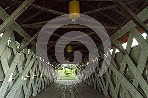 Inside view of covered bridge in Madison County, Iowa