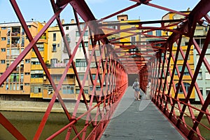 Inside view of Eiffel bridge over Onyar River