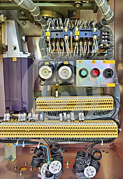 Inside view of electrical control cubicle of high voltage disconnector photo