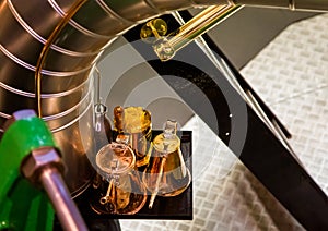 Inside view of an engine of an old steamship on the river Elbe