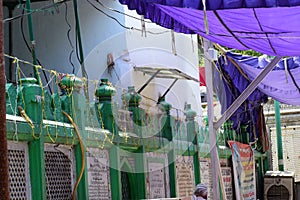 Inside view of Hazrat Nizamuddin Dargah during the day time in Delhi India, Religious Darah of Nizamuddin in Delhi