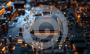 Inside view of a high-tech microchip manufacturing facility, technology, semiconductor, factory