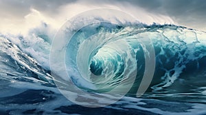 Inside view of the huge breaking wave