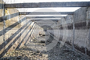 inside view of the irrigation artificial concrete channel