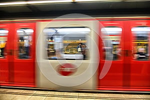 Inside view of metro station Barcelona Spain