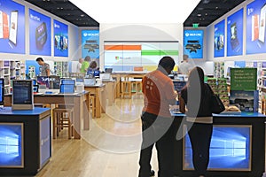 Inside view of a Microsoft store