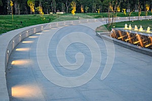 Inside view of national war memorial during evening time with lights in Delhi India