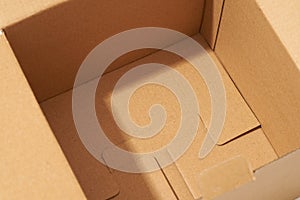 Inside view of an open cardboard box
