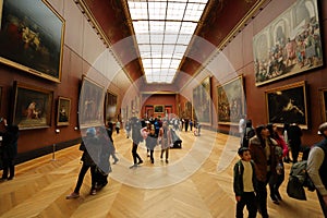 Inside view painting  at Louvre museum in Paris