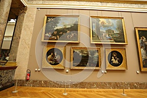 Inside view painting  at Louvre museum in Paris