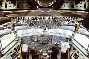 Inside view on the pilot cabin