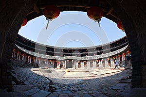 Inside view of the round Hakka earth building