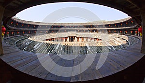 Inside view of the round Hakka earth building