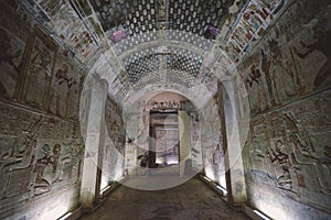 Inside View of the temple of Seti I, which is also known as the Great Temple of Abydos, in Kharga