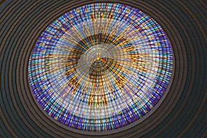 Inside view of the top of the main dome of the Basilica of Our Lady of Peace