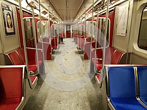 Inside view Toronto subway wagon