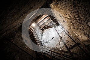 Inside view of the Torre Degli Asinelli at Bologna, Emilia Romagna, Italy