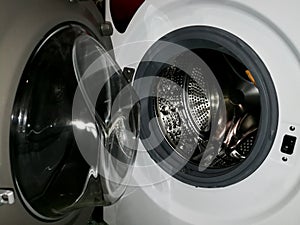 Inside view washing machine drum