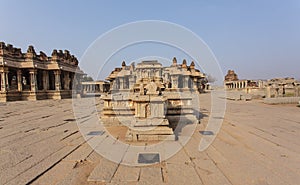 Inside the Vittala Hindu temple in the ancient site Hampi, Karnataka, India