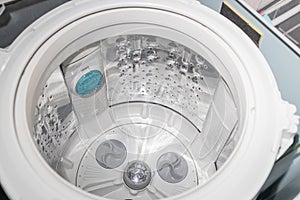 Inside of the washer drum is completely clean,free from dirt stains and musty odors,top-loading washing machine,household photo