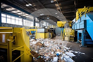 inside of waste-to-energy recycling plant factory, sorting and waste management sustainable world.