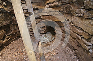 Inside Wideford Hill Neolithic Chambered Cairn dated 3000BCE on the Mainland of Orkney, Scotland, UK photo