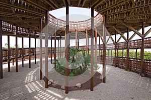 Inside wooden tower in Valdebebas Park Madrid city