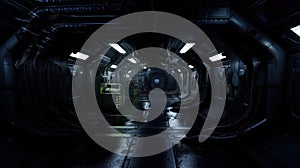 Inside a Xenomorph spaceship. Space Base Corridor