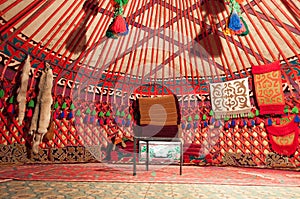 Inside of the yurt