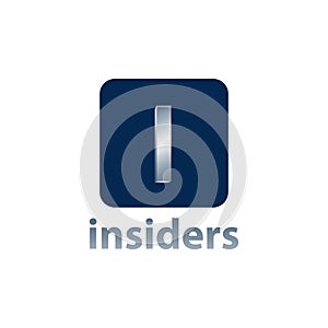 Insiders. Square Initial letter i logo concept design template