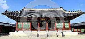 Insides of the ancient Gyeongbokgung Palace, Seoul, Korea