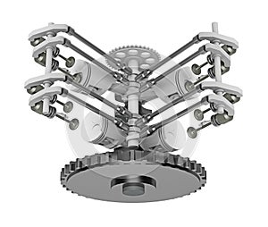 Insides v4 engine isolated on white