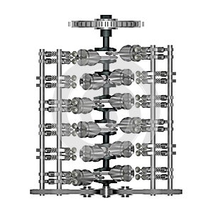 Insides v12 engine isolated on white