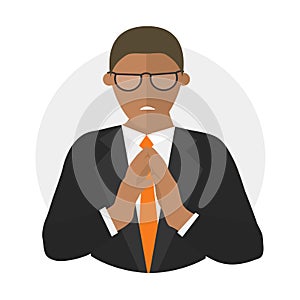 Insidious, envious, evil businessman flat design icon