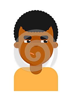 Insidious facial expression of black boy avatar