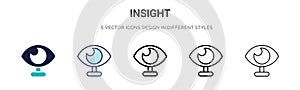 Insight icon in filled, thin line, outline and stroke style. Vector illustration of two colored and black insight vector icons