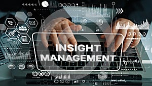 Insight Management in a Digital Workspace with Data Analytics and Visual Graphs on a Laptop Keyboard. Asymptotic smart